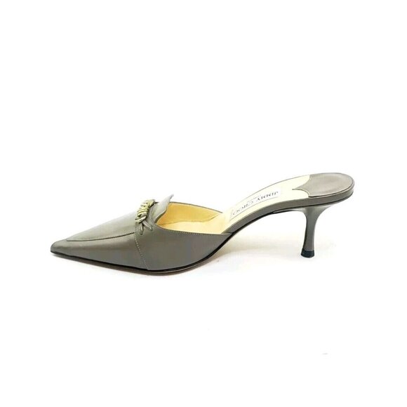 Jimmy Choo Pointed Toe Kitten Heel Taupe Gray Leather Womens EUR 38/US 8 - Picture 2 of 8